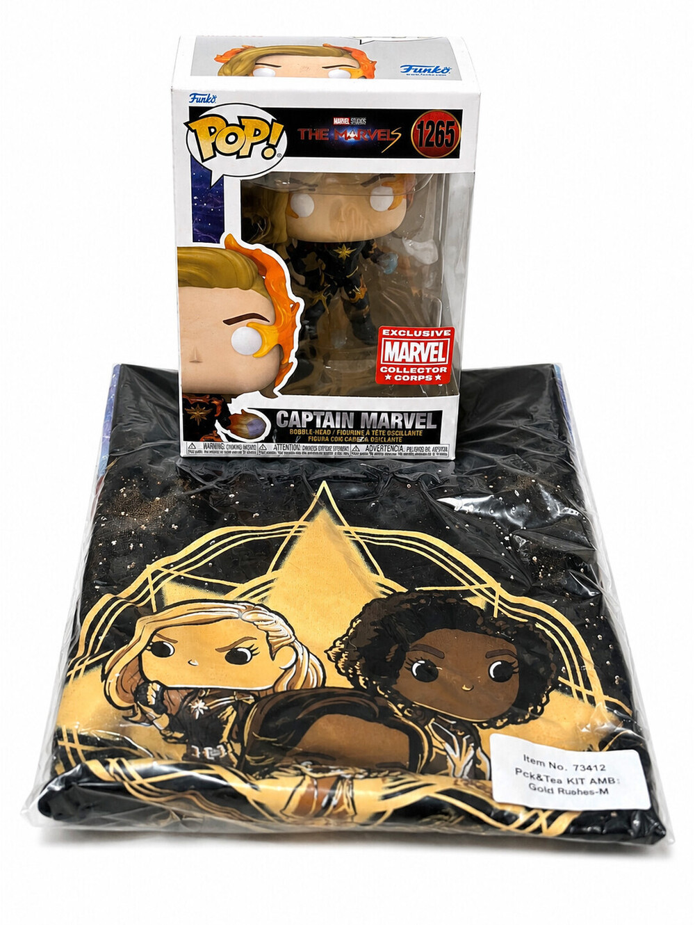 Funko Pop Captain Marvel 1265 Marvel Collector Corps Shirt M Box Set NEW